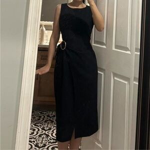 Ivanka Trump Black Midi Dress with Belt Detail